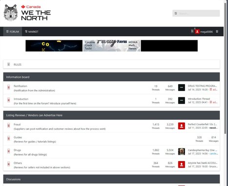 WeTheNorth Darknet marketplace interface screenshot
